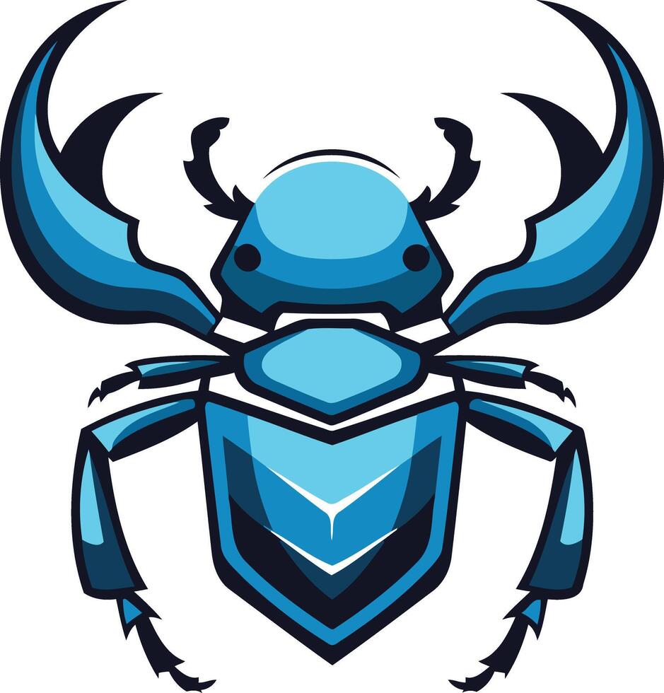 A bold and stylish blue scarab beetle design perfect for logos, branding, or gaming vector