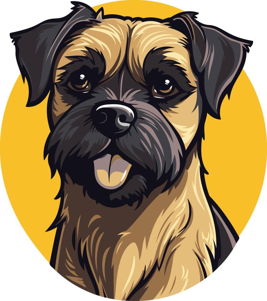 A cute cartoon illustration of a border terrier vector