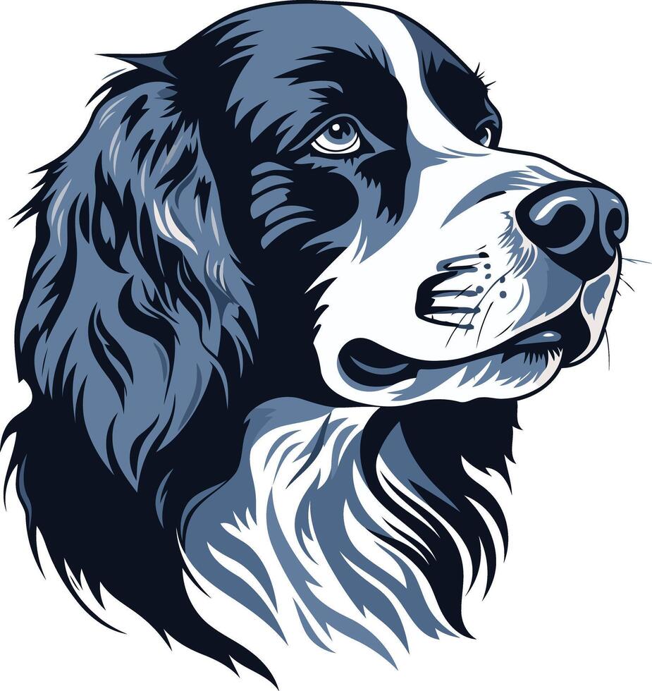 A handsome, expressive portrait of a black and white dog, ideal for pet-related businesses, dog-themed branding, and pet adoption campaigns vector