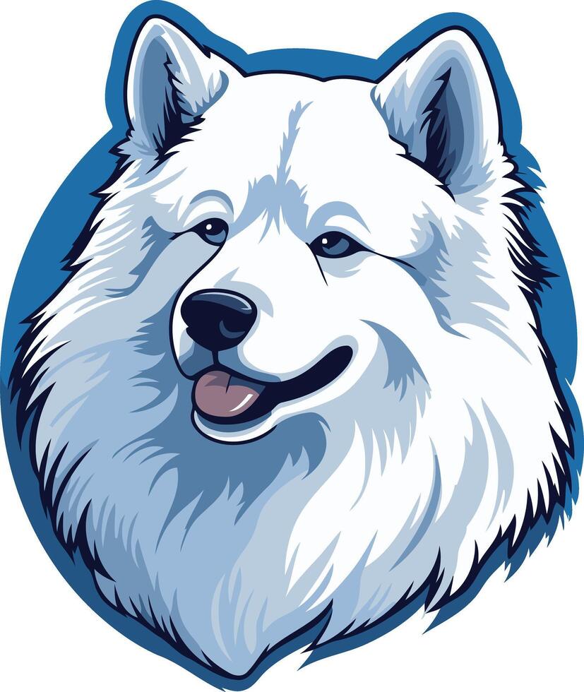 Cute cartoon illustration of a white fluffy dog with a friendly face, perfect for pet related designs or branding vector