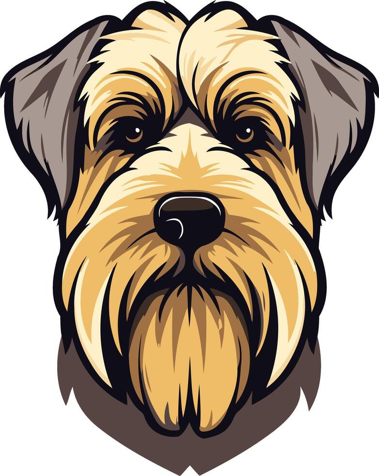 A close up illustration of a cairn terrier's face, showcasing its charming personality and unique features vector
