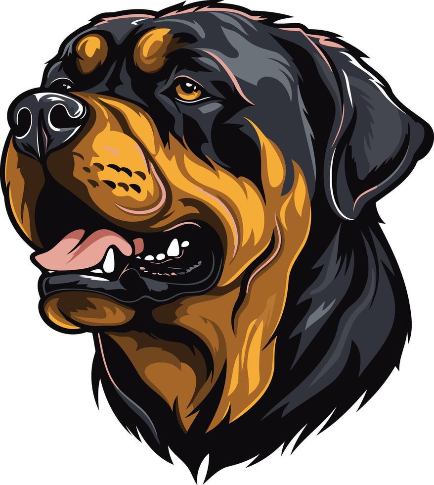Powerful rottweiler head illustration in a vintage style, perfect for pet lovers, dog owners, and branding projects vector