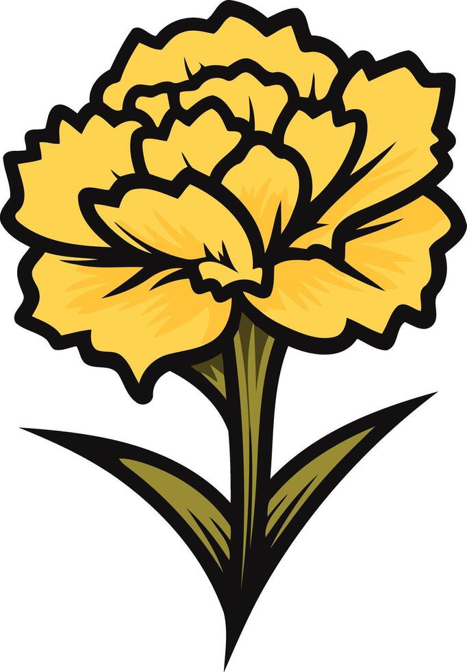 A simple, bold outline illustration of a single yellow carnation, perfect for branding, invitations, and other floral designs vector