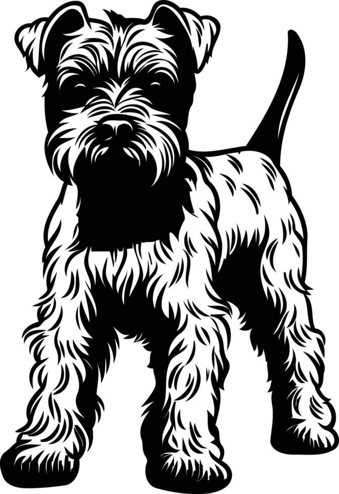 A striking black and white silhouette of a miniature schnauzer, perfect for pet-related projects vector