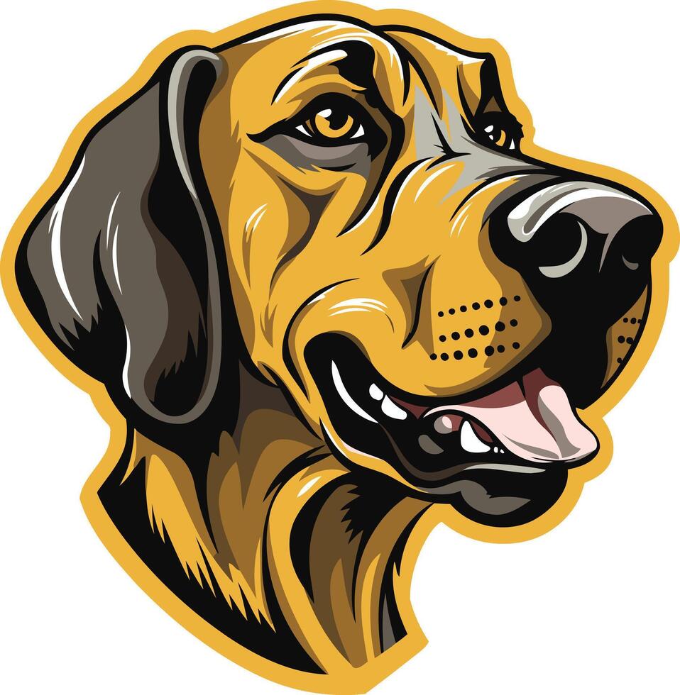 A bold and detailed element illustration of a friendly-looking dog's head vector
