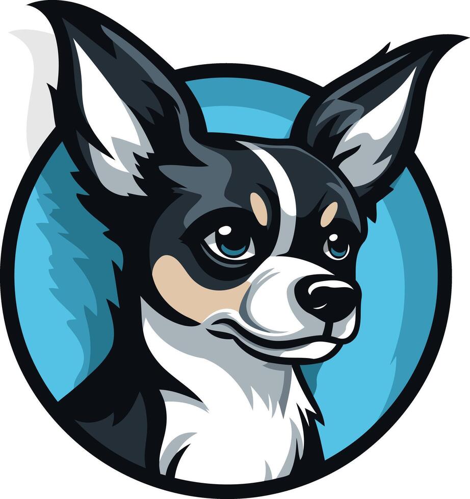 Cute cartoon chihuahua logo in a circle vector