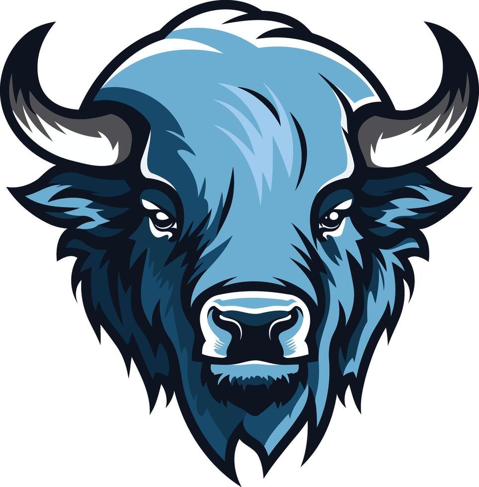 Powerful blue buffalo head mascot logo, perfect for sports teams, businesses, and branding vector