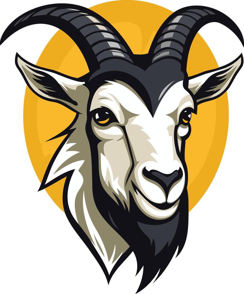 A powerful and majestic goat head illustration with a bold, graphic style vector