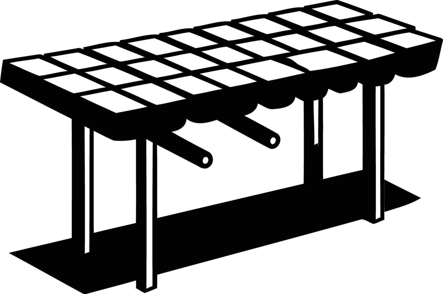 Simple black and white illustration of a marimba, a traditional musical instrument vector