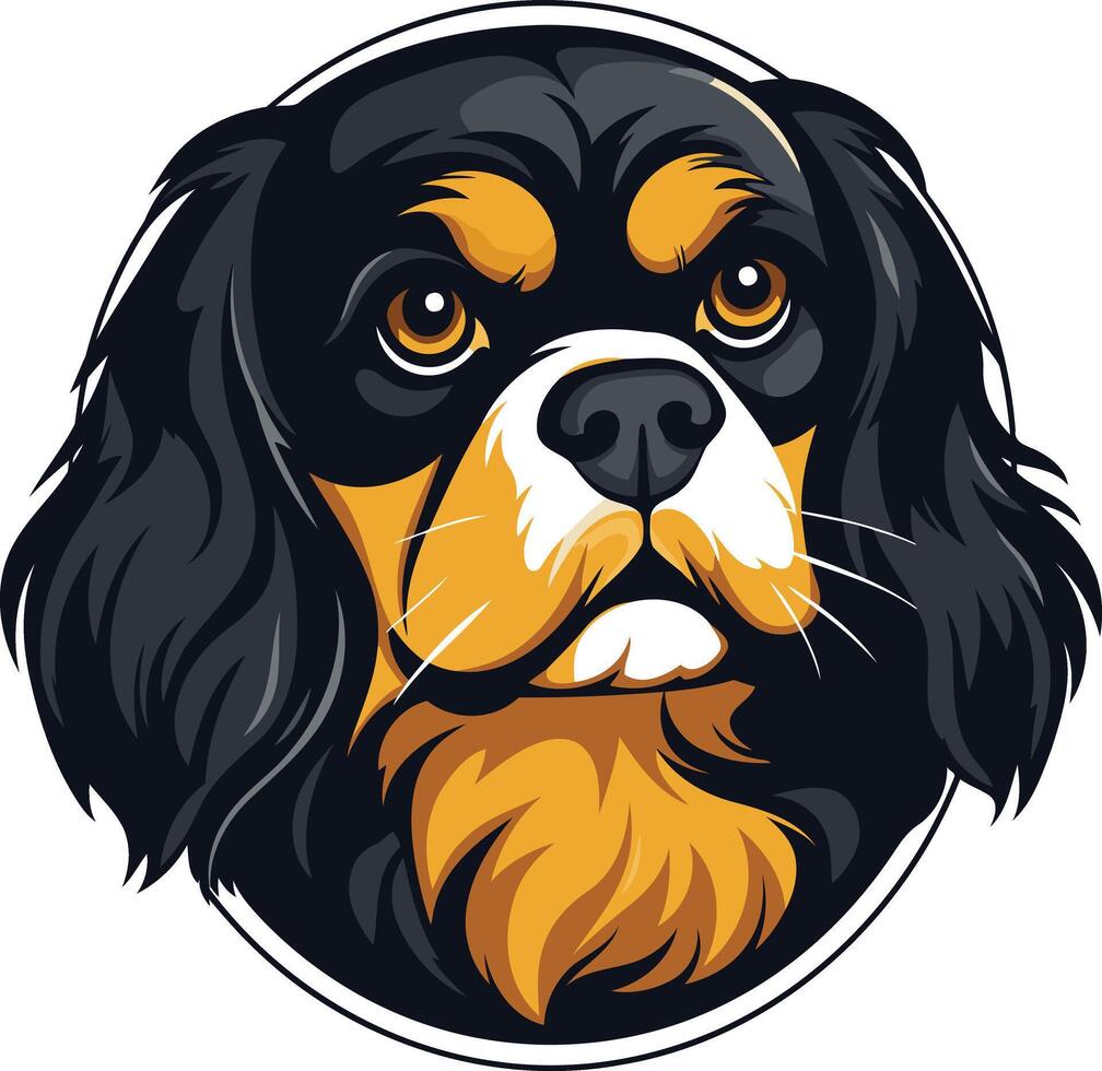 A friendly and playful illustration of a cavalier king charles spaniel, perfect for dog lover merchandise and branding vector