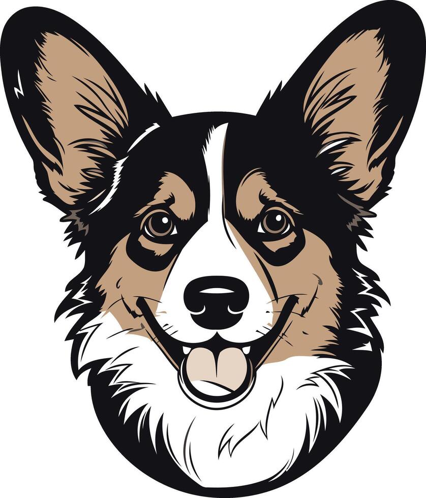 Adorable cartoon illustration of a smiling corgi dog head vector