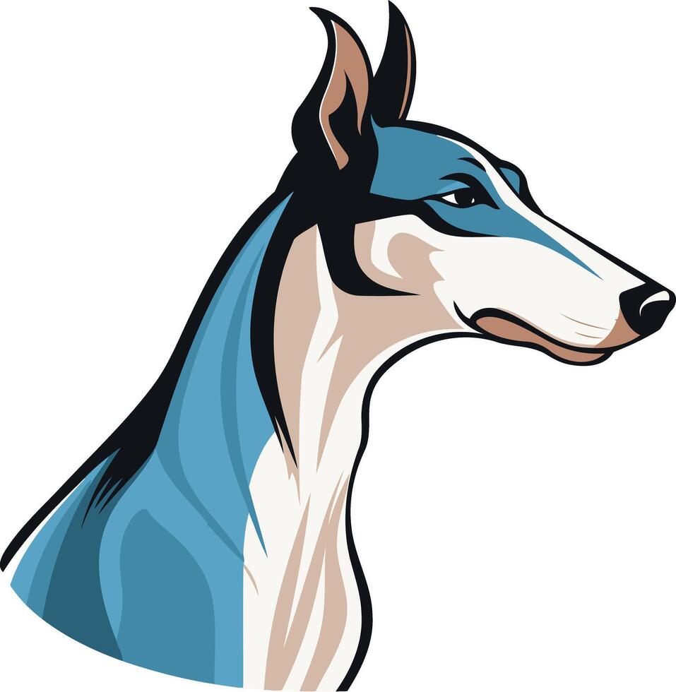 A stylish and vibrant illustration of a dog's head, perfect for logos, branding, and pet-related designs vector
