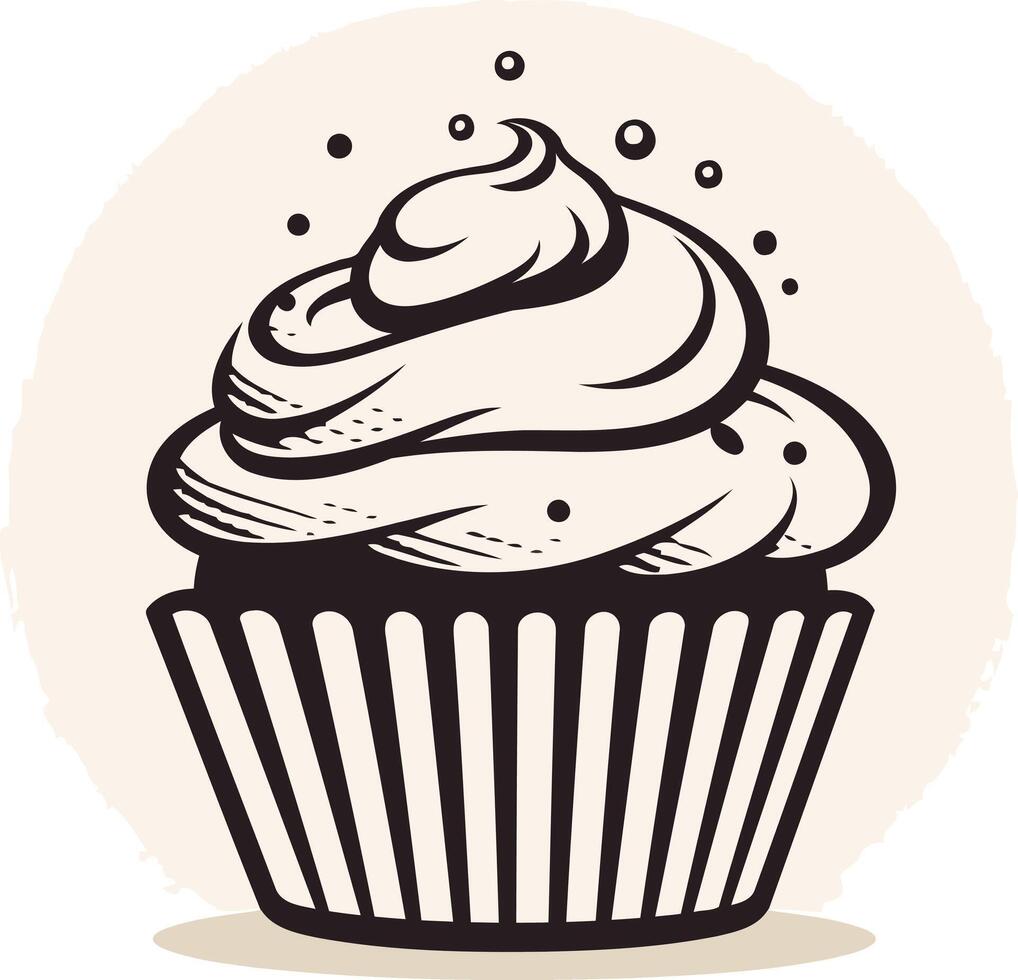 Delicious Cupcake with Swirling Frosting vector