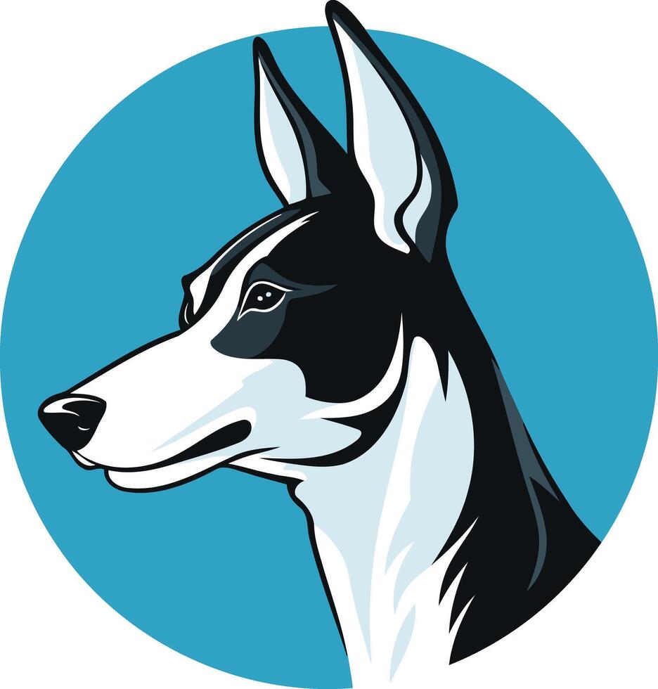 Black and white dog head illustration with a minimalist style, perfect for pet brands, logos, and websites vector