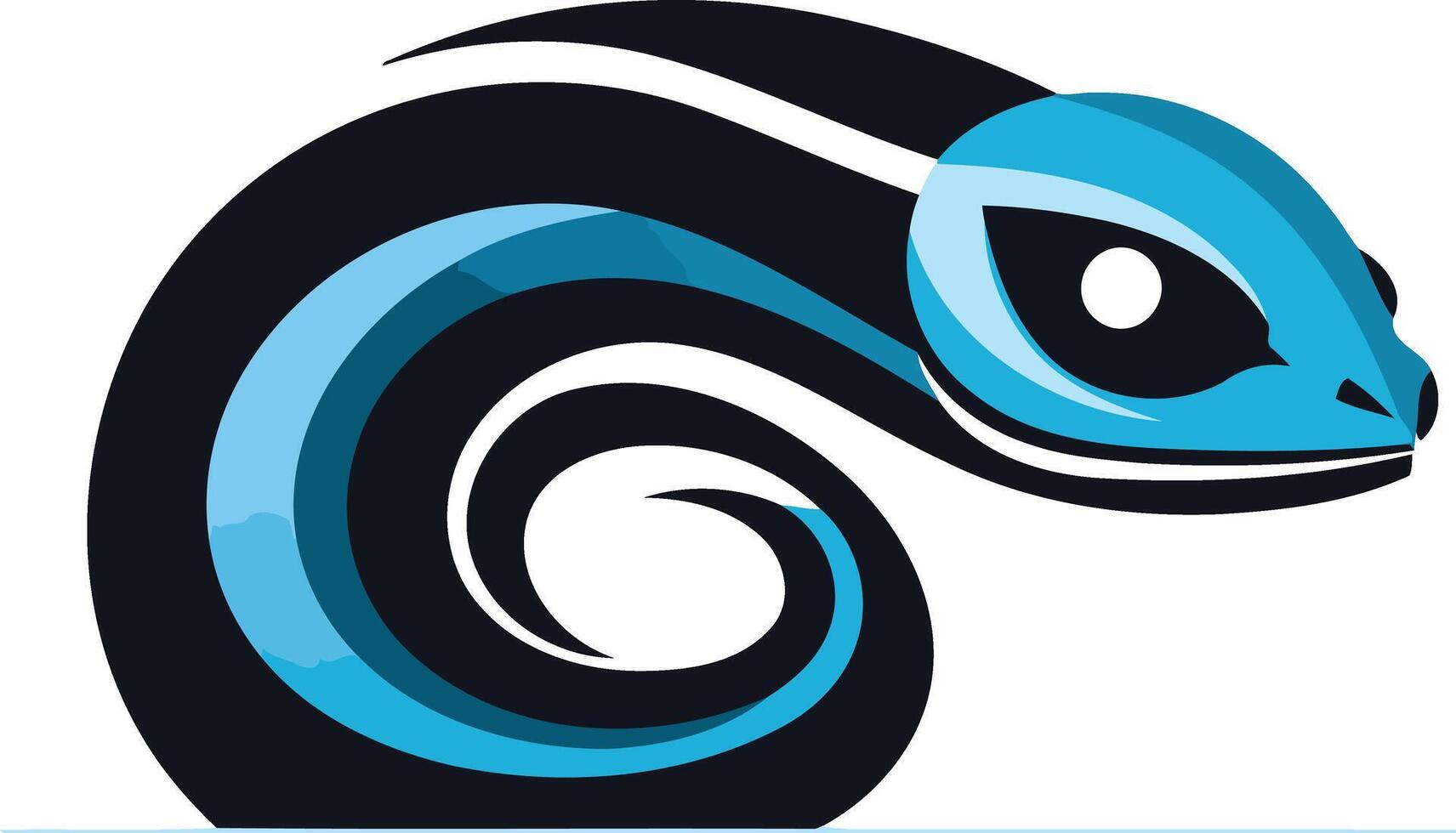 Abstract logo design featuring a stylized blue and black lizard with a swirling tail, perfect for branding, gaming, and tech companies seeking a dynamic and modern look vector