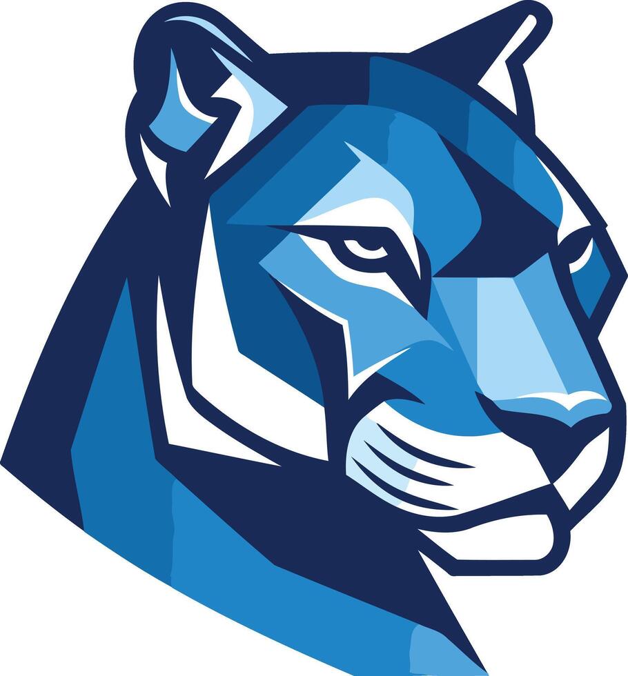 Blue Panther Head in Geometric Style vector
