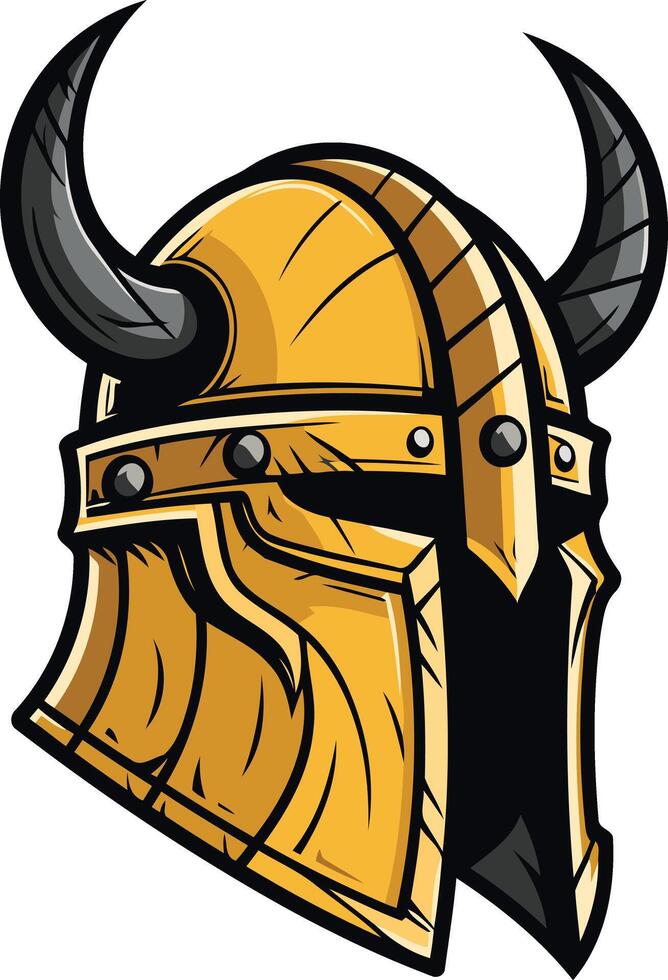 Golden Viking Helmet with Horns vector