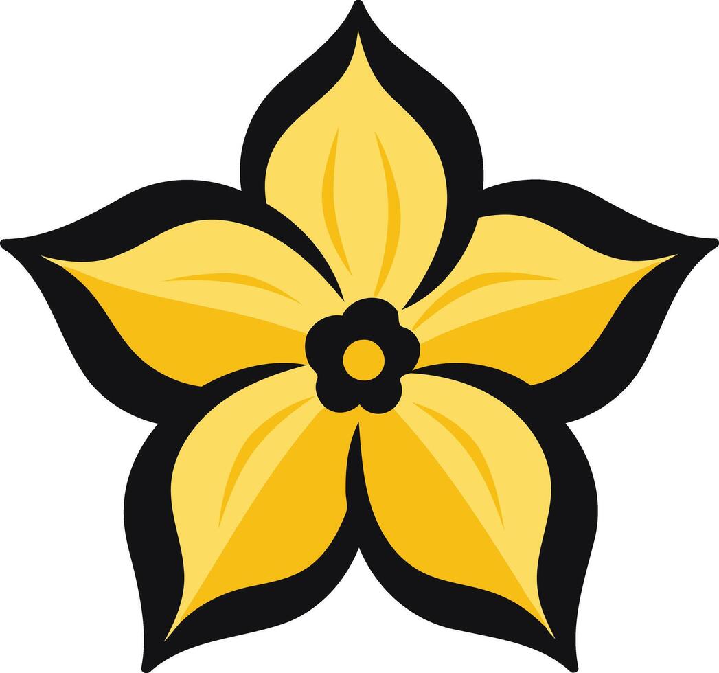 Yellow Flower with Black Outline vector