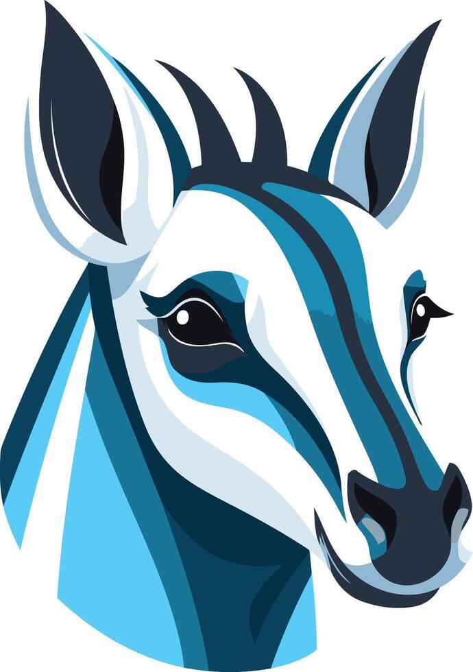 Blue and White Striped Animal Head vector