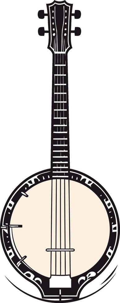 Banjo Illustration with Black and White Design vector