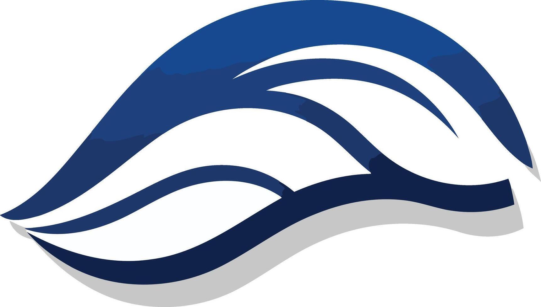 Abstract blue and white logo design with a flowing, wave-like shape vector