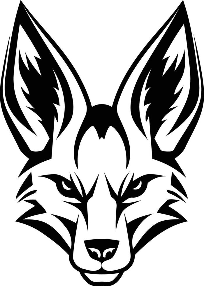 A fierce and bold black and white illustration of a fox's head, perfect for branding, tattoos, and apparel vector
