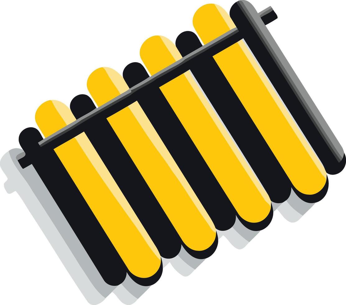 A simple, flat illustration of a black and yellow radiator, perfect for use in design projects related to heating, energy, or home improvement vector