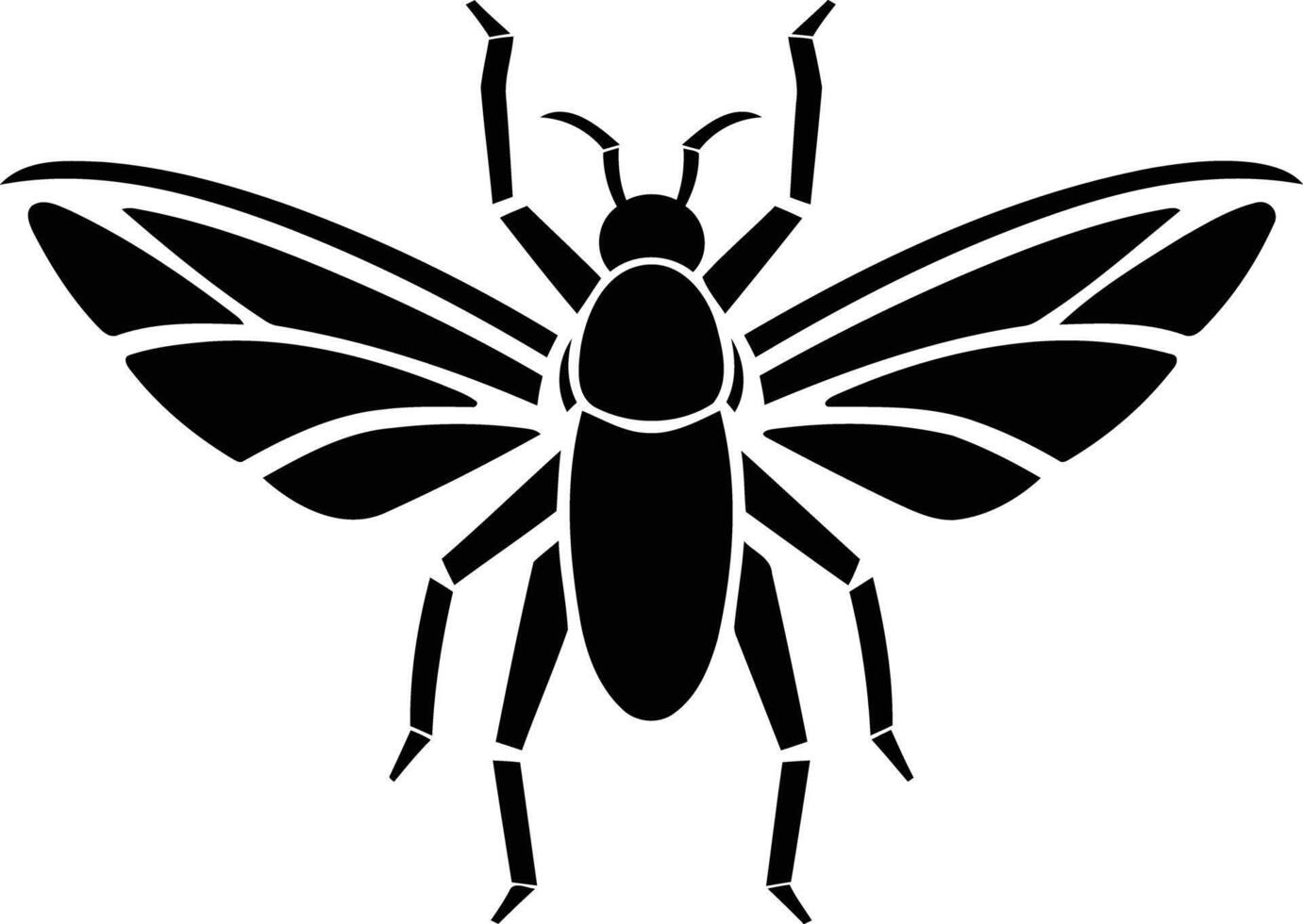 A bold and simple black and white illustration of a bee vector