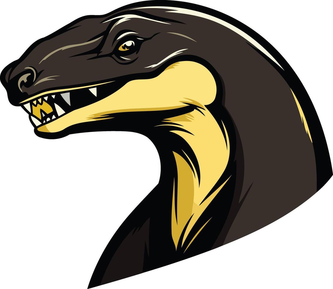Black and Yellow Dinosaur Head Illustration vector
