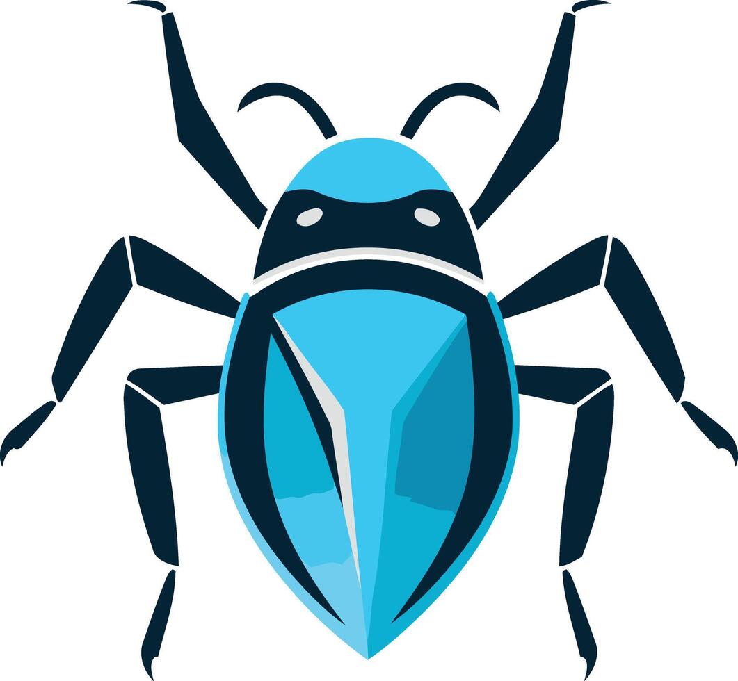 Blue bug logo - modern, abstract, minimalist design vector
