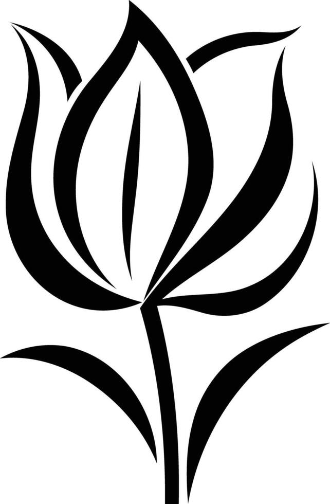 A simple, elegant black and white illustration of a stylized tulip flower vector