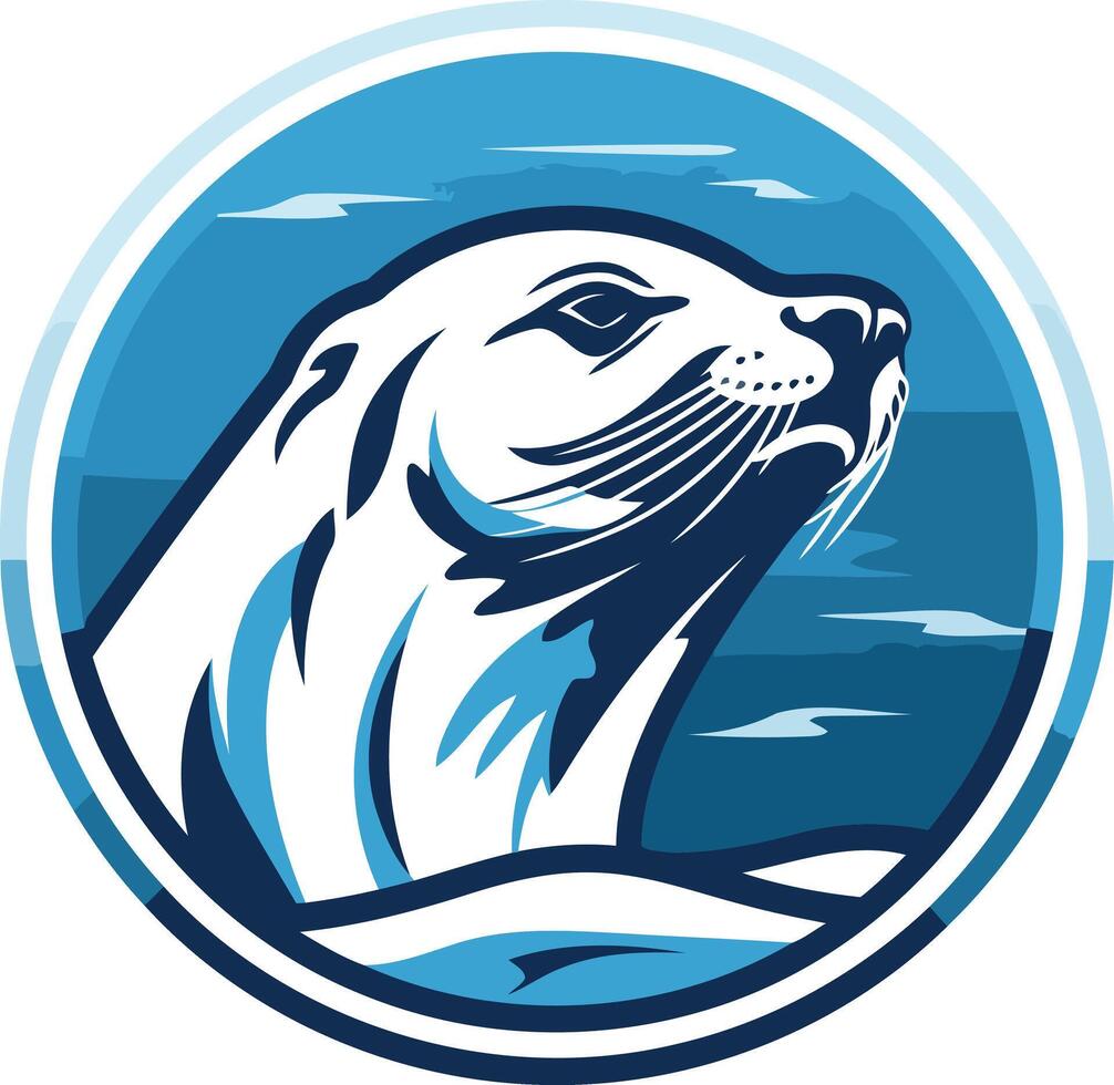 bold and striking illustration of an otter's head in a circular frame, perfect for branding, logos, or wildlife conservation projects vector