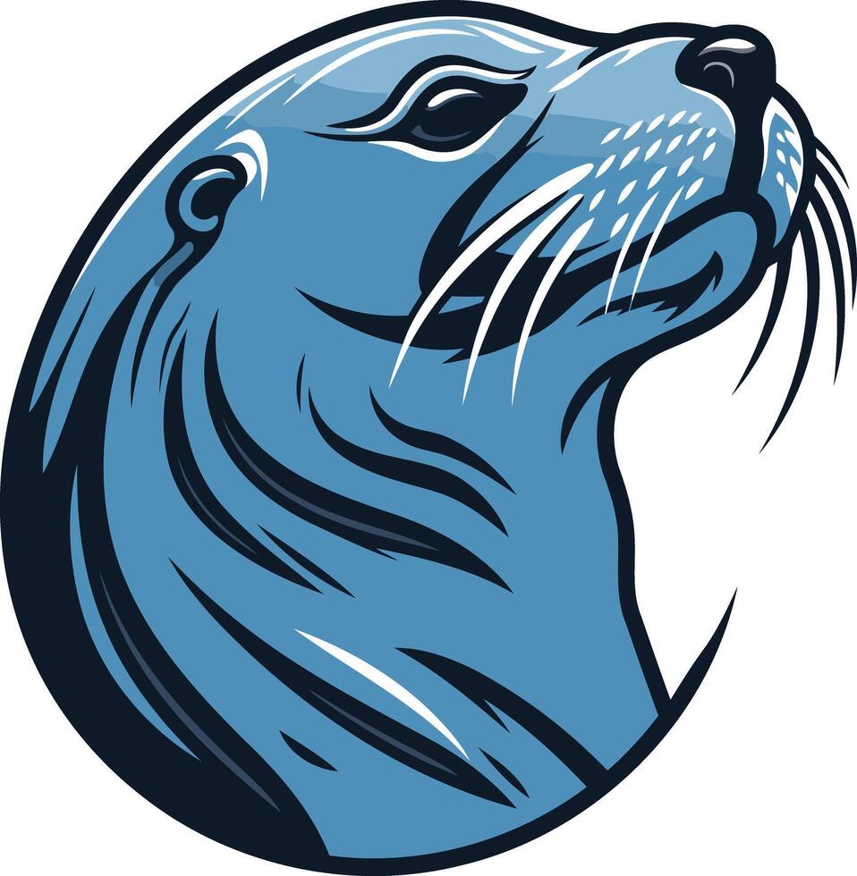 A bold and stylized illustration of an otter's head, perfect for logos, branding, and merchandise vector