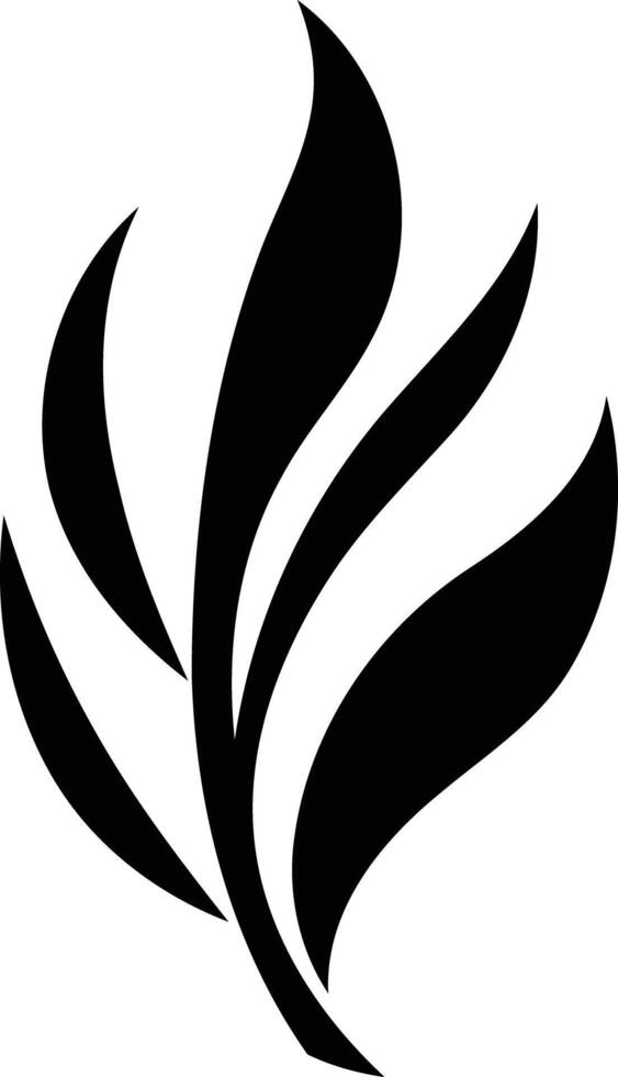 A minimalist black and white logo design featuring a stylized leaf shape vector