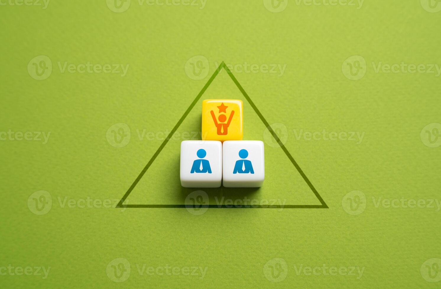 Hierarchy and teamwork. Achieve success through cooperation. Group the team under the new leadership. photo