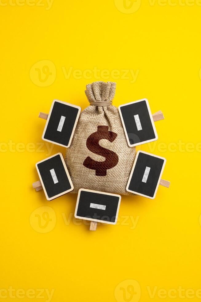 Budget expenditures. Melting savings. Financial management and spending planning. Limited funds. Unprofitability. Business and budget losses. photo