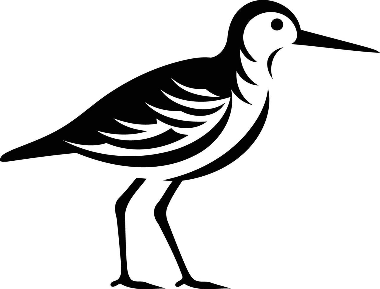 Stylized black and white silhouette of a bird, perfect for nature-themed designs, logos, and illustrations vector
