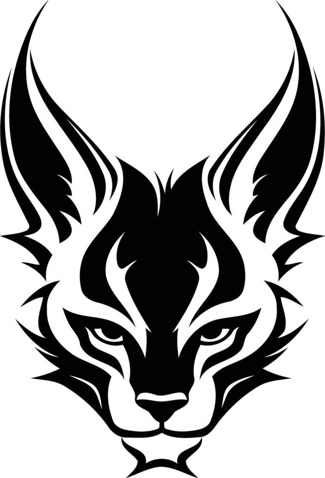 A fierce and powerful black and white tribal wolf head logo design vector