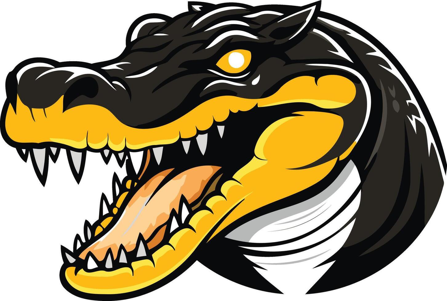 A fierce and powerful alligator head mascot logo, perfect for sports teams, gaming, or any brand seeking a bold and aggressive identity vector