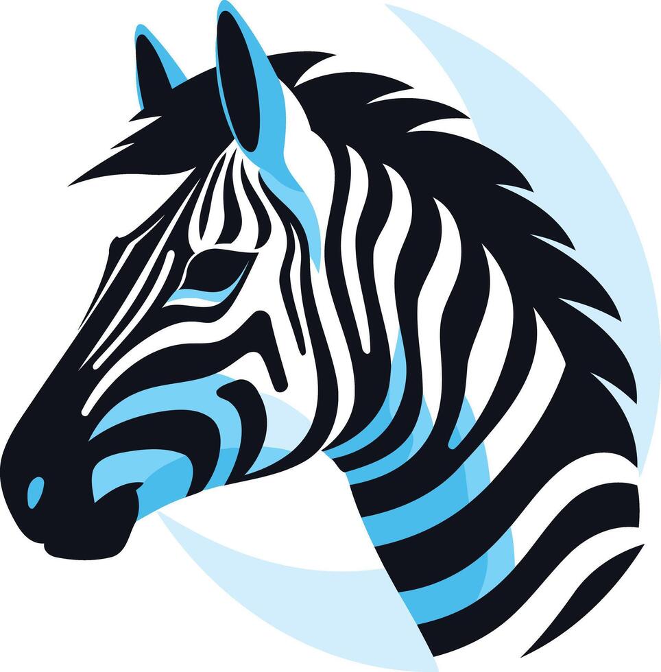 Zebra Head with Blue Stripes vector