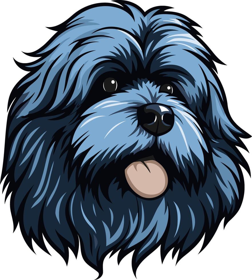 A cute and fluffy blue dog with big eyes and a happy expression vector