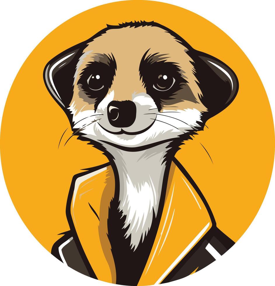 A cute and sassy meerkat wearing a yellow jacket, looking confident and ready for adventure vector
