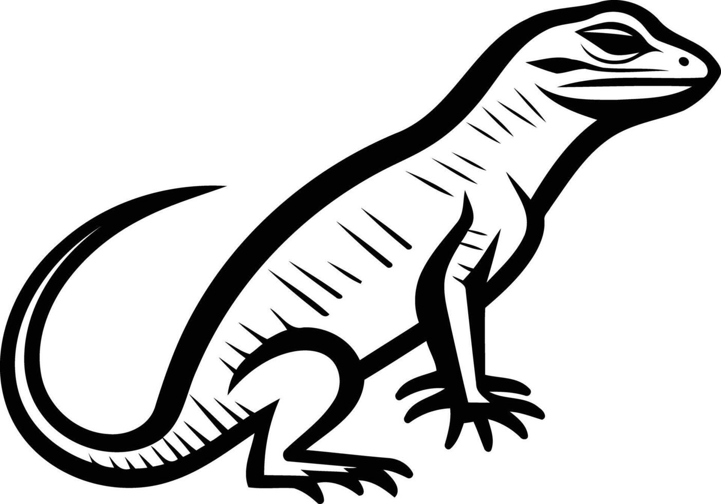 Simple black and white illustration of a lizard, perfect for branding, tattoos, or animal-themed designs vector