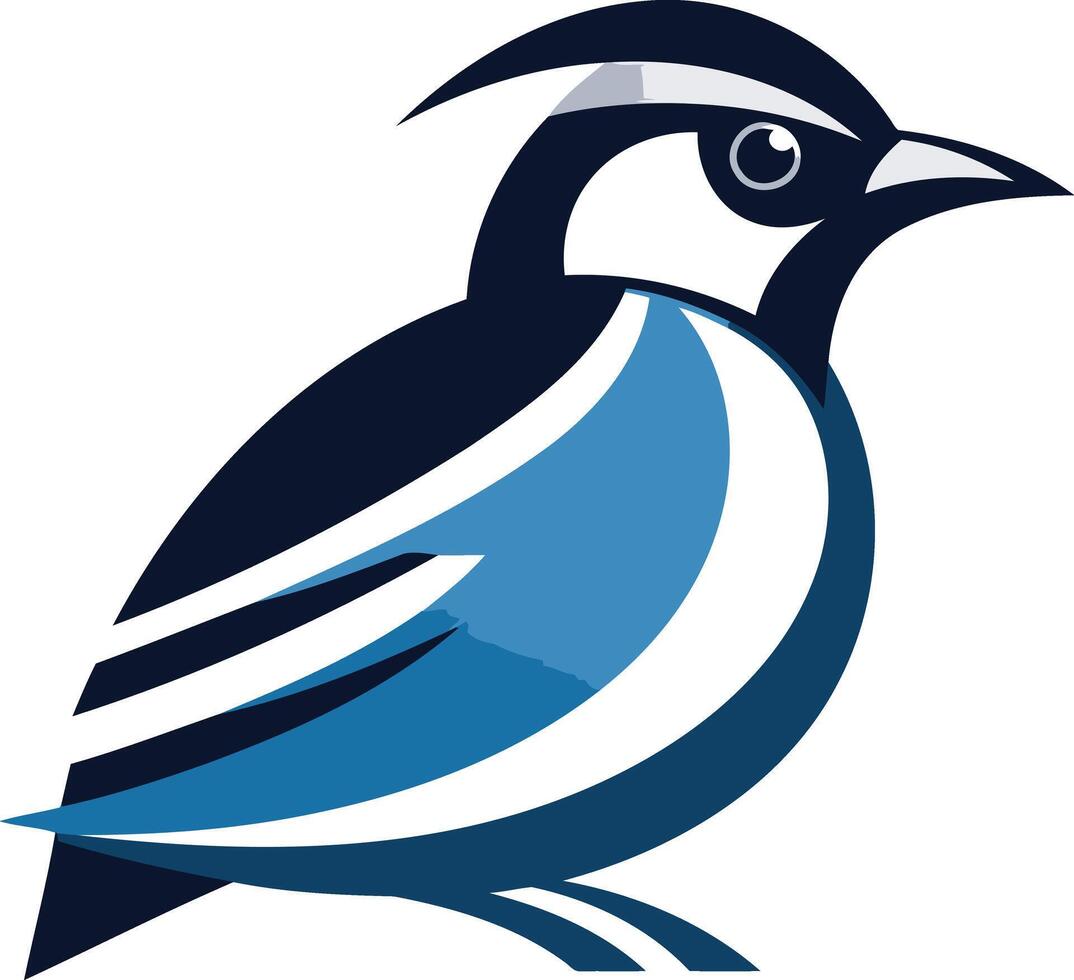 A modern and stylized bird logo design featuring a blue and black color scheme vector