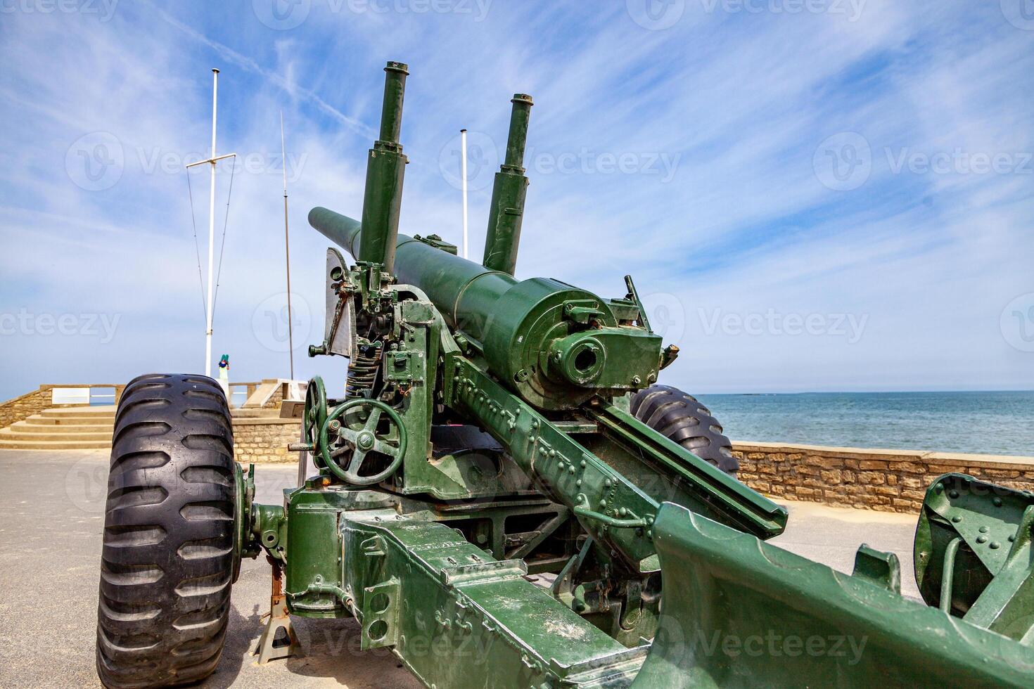 german gun emplacement of second world war on the coast of Arromanches in Normandy photo