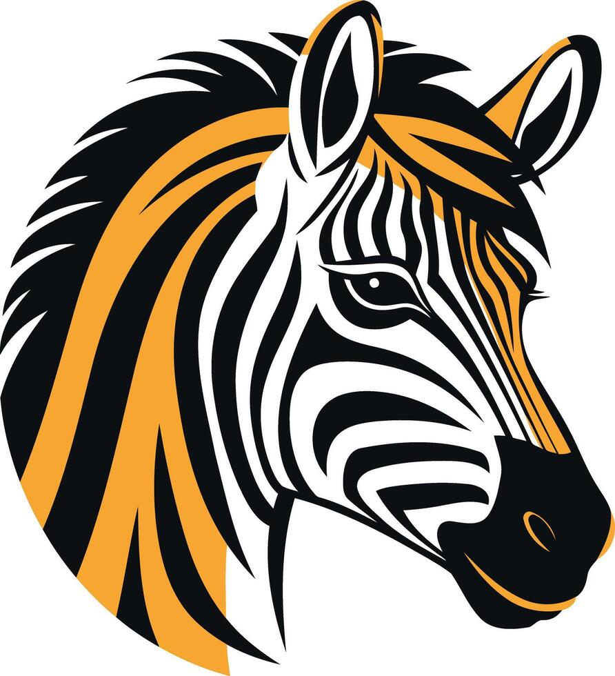 Zebra Head in Black, White, and Orange vector