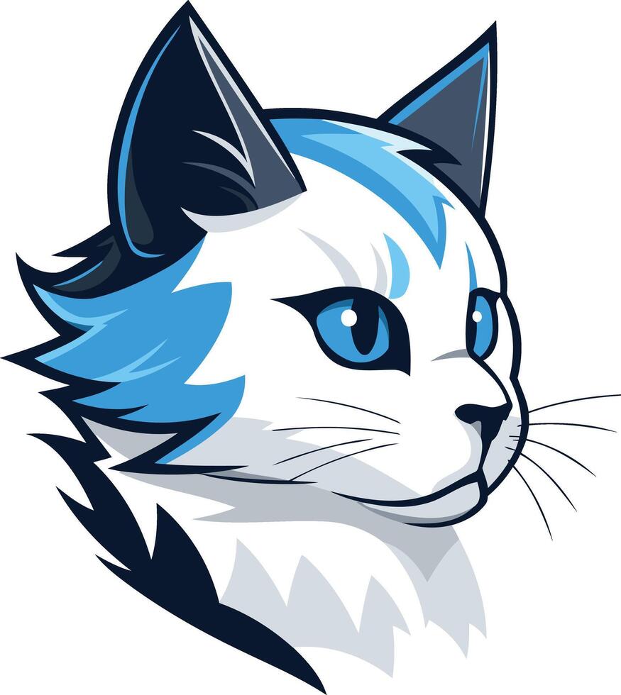 Blue and White Cat Portrait vector