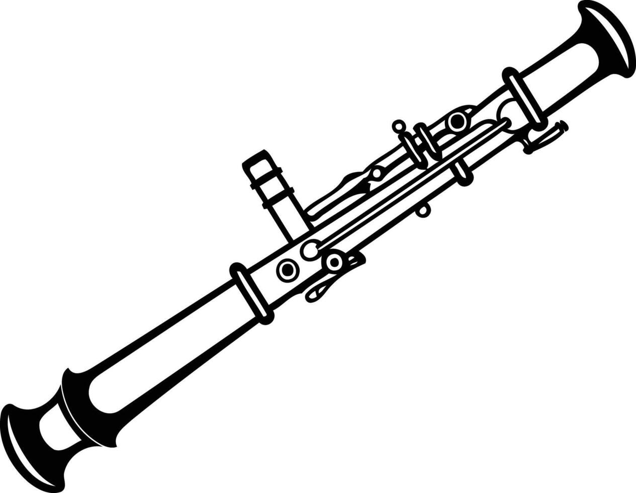 A simple black and white line drawing of a clarinet, perfect for musical education resources or creative design projects vector