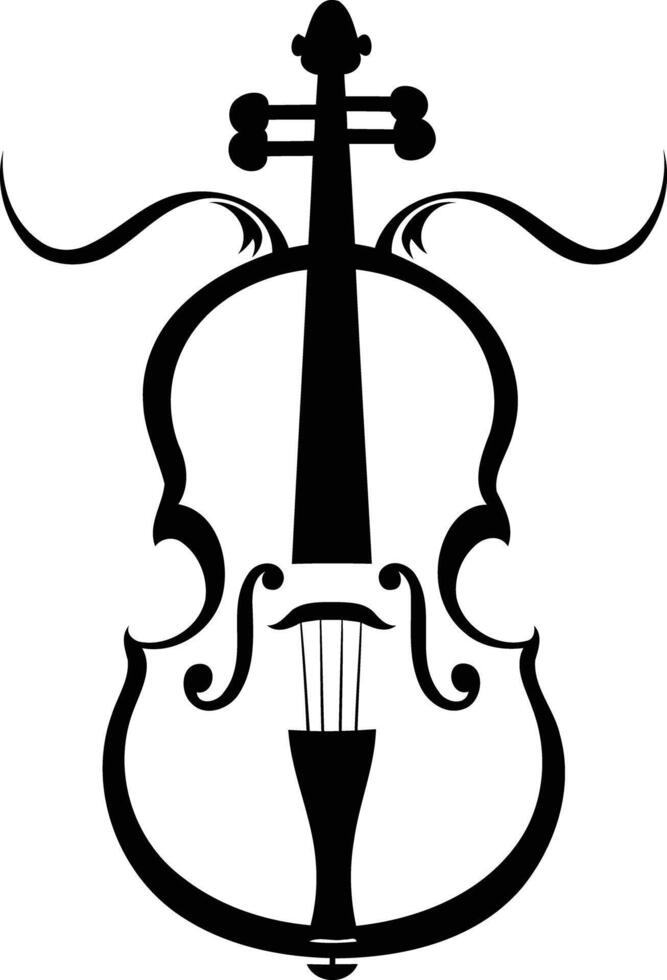 Stylish black and white violin silhouette with simple lines vector