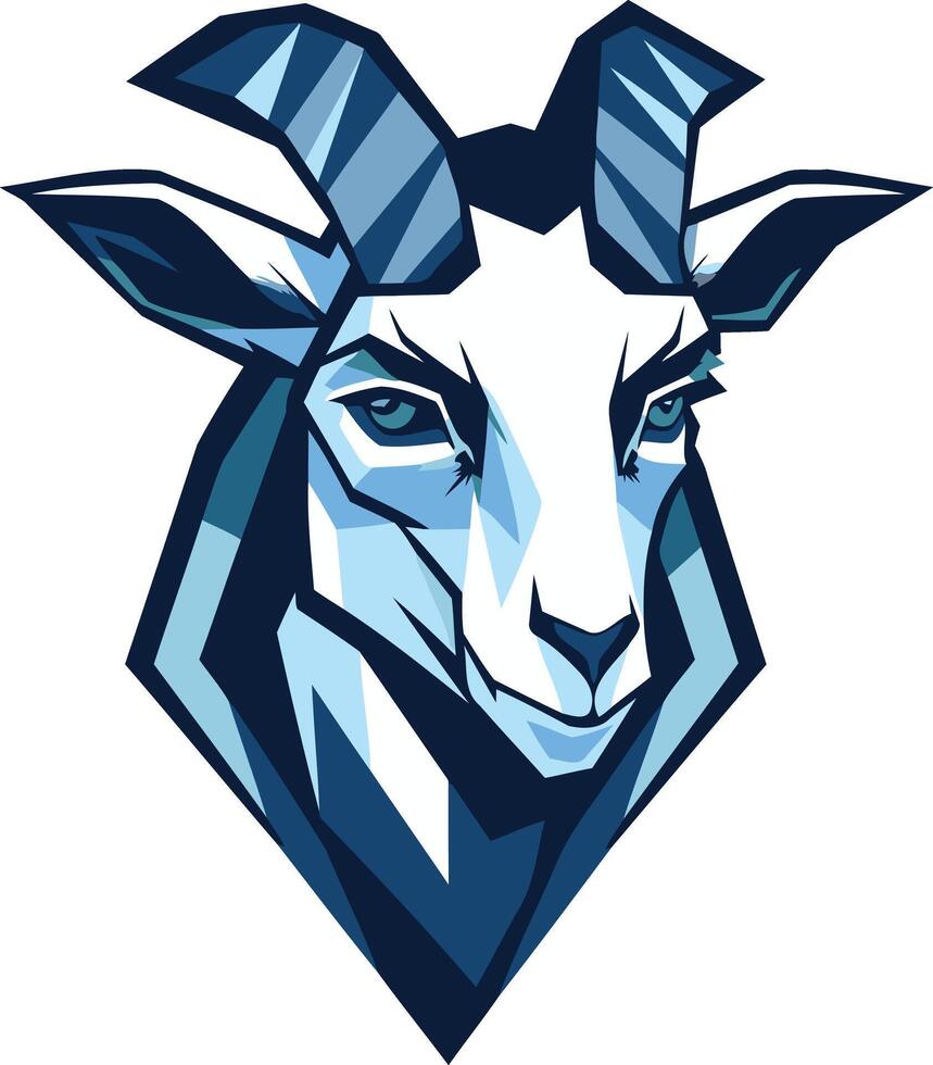 Stylized Blue Goat Portrait vector